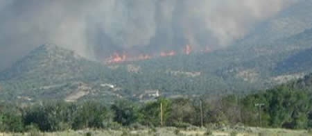Picture of fire outside the community of New Harmony, Utah.