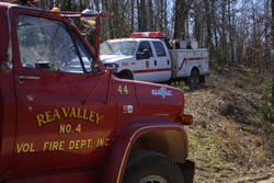 Rea Valley Volunteer Fire Department and National Park Service fire engines.