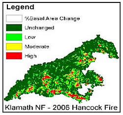 fire severity map, Hancock Fire