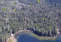 Aerial view of Manzanita Lake Campground in 2006.