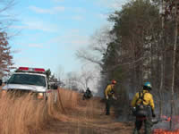 Picture of prescribed burning operations at Horseshoe Bend National Military Park.