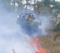 Big Cypress Fire Management staff conducted ignition operations from a swamp buggy.