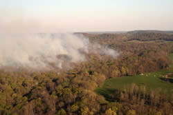 Aerial view of the smoke from the Brooks Knob prescribed fire.