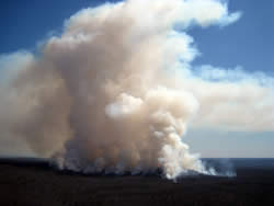Smoke plume during ignition