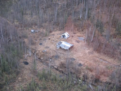 Aerial view of the Ben Creek Mine area after the piles were burned.