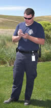 Weiser Rural Fire Department crew member recording assessment information.