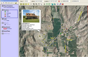 Screen shot of a computer mapping application.