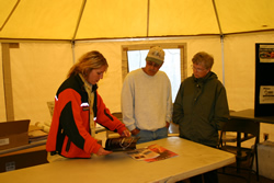 Angie Crook, a fire prevention specialist with Teton Interagency Fire, explains Firewise practices to homeowners from Star Valley Ranch.