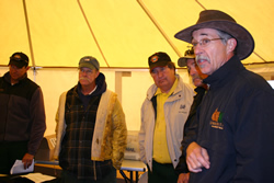 Pat Durland explains the home risk assessment process to Star Valley Ranch town officials and interagency firefighters.