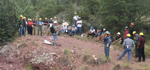 Fire Manager Chris Wilcox addresses staff ride participants.