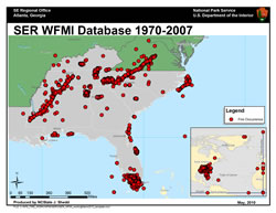 SER WFMI Database 1970-2007 map after the data was cleaned up.