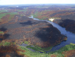 View from the air of the Smoky Lake Fire.