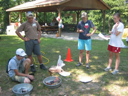 Students monitoring a burn experiment.