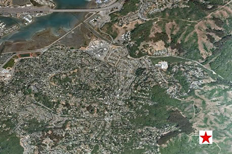 Satellite photo of the Marin County, California, area.