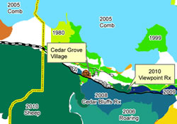 Cedar Grove fire history map.