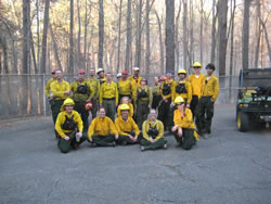 Group picture of personnel of the Natchez Trace Parkway, Prescribed Fire Training Center, and Americorps National Civilian Community Corps.