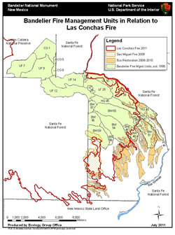 Map: Burn units involved in the Las Conchas Fire.