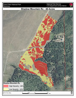 Aerial photograph showing burn severity map on it.