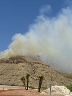 Column of smoke rising over El Capitan Peak.